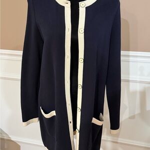 Talbots Navy and Cream Cardigan